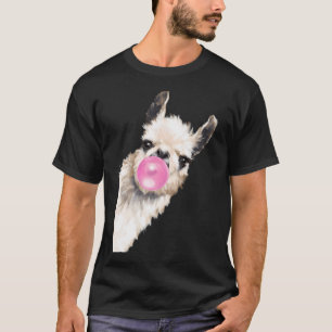 Bubble Gum Sneaky Llama In Blue T-Shirt