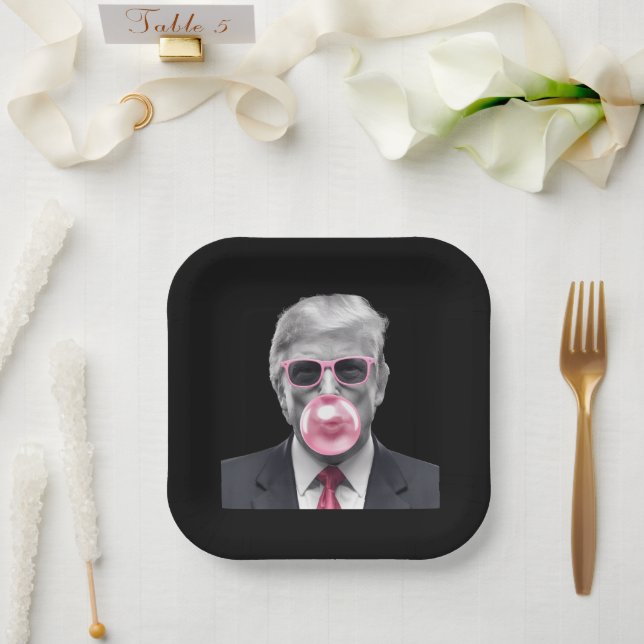 Bubble Gum Trump Donald Trump 2024 Vote for Trump  Paper Plate (Wedding)