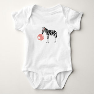 Bubble Gum Zebra Blowing Bubble Baby Bodysuit