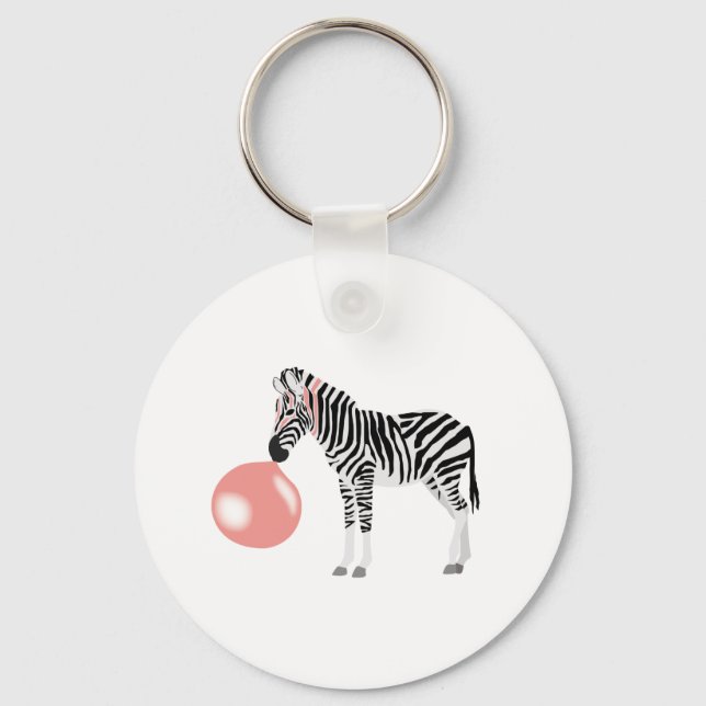 Bubble Gum Zebra Blowing Bubble Key Ring (Front)