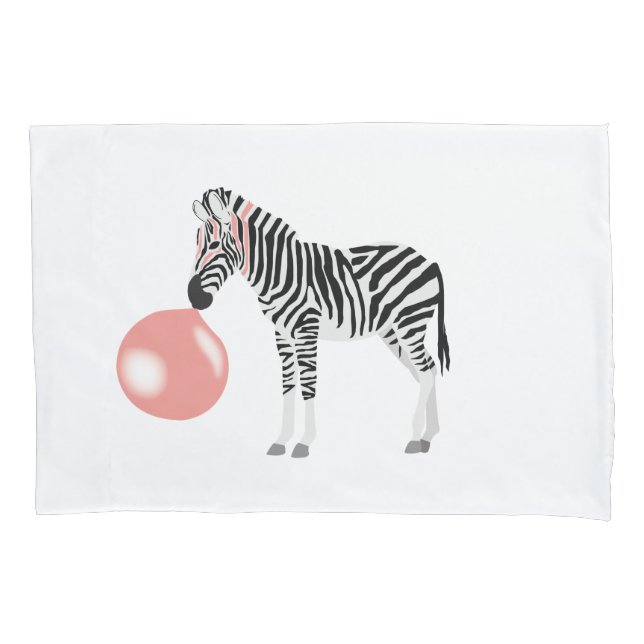Bubble Gum Zebra Blowing Bubble Pillowcase (Front)