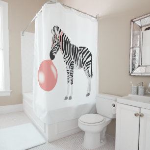 Bubble Gum Zebra Blowing Bubble Shower Curtain