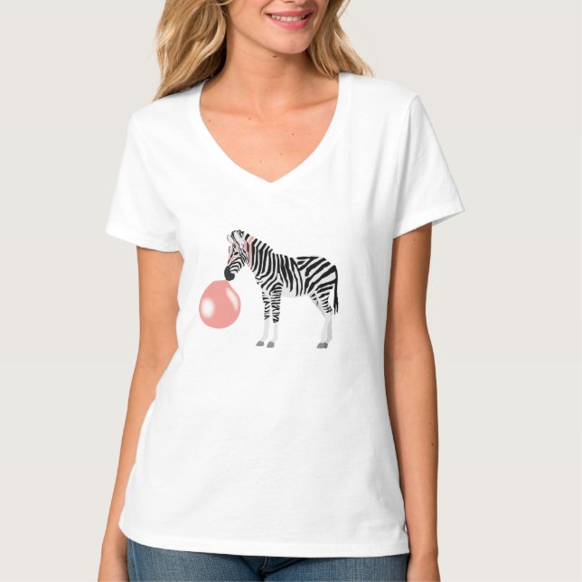 Bubble Gum Zebra Blowing Bubble T-Shirt (Front)