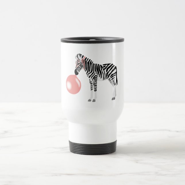 Bubble Gum Zebra Blowing Bubble Travel Mug (Center)