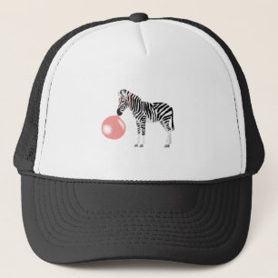 Bubble Gum Zebra Blowing Bubble Trucker Hat