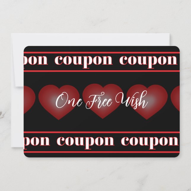 Bubble Heart Coupon Black Valentine Card (Back)