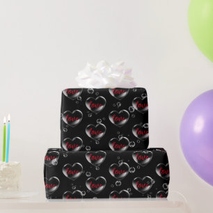 Bubble Heart with Love Text Wrapping Paper