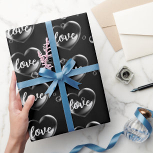 Bubble Heart with Love Text Wrapping Paper