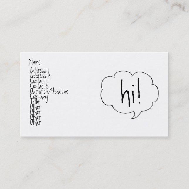 BUBBLE HI! profile card (Front)