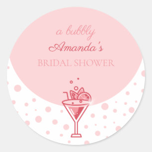 Bubble in Pink: Pretty Elegance Fun Bridal Shower Classic Round Sticker