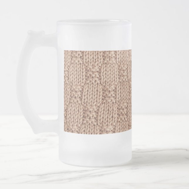 Bubble Knit Stitch Pattern by Shirley Taylor Frosted Glass Beer Mug (Left)