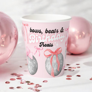 Bubble Letters Pink Bow Disco Balls Paper Cups