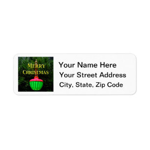 Bubble Light Merry Christmas Custom Address Labels