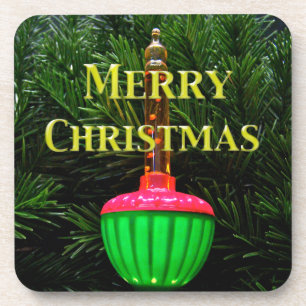 Bubble Light Merry Christmas Drink Coasters