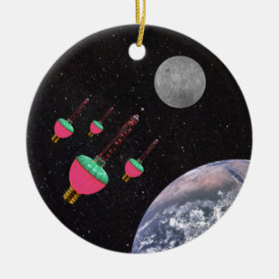 Bubble Lights in Space Ceramic Tree Decoration