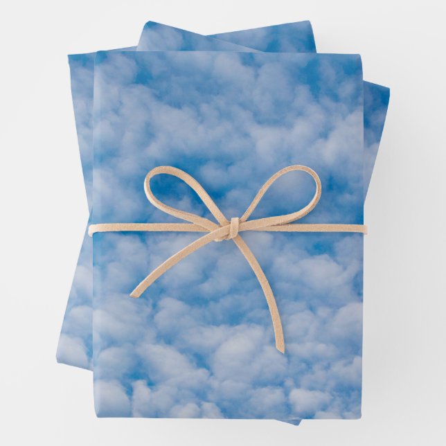 Bubble Mammatus Clouds Blue Sky Nature Photography Wrapping Paper Sheet (In situ)