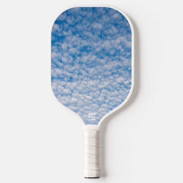 Bubble Mammatus Clouds Blue Sky Photograph 2-Sided Pickleball Paddle (Front)