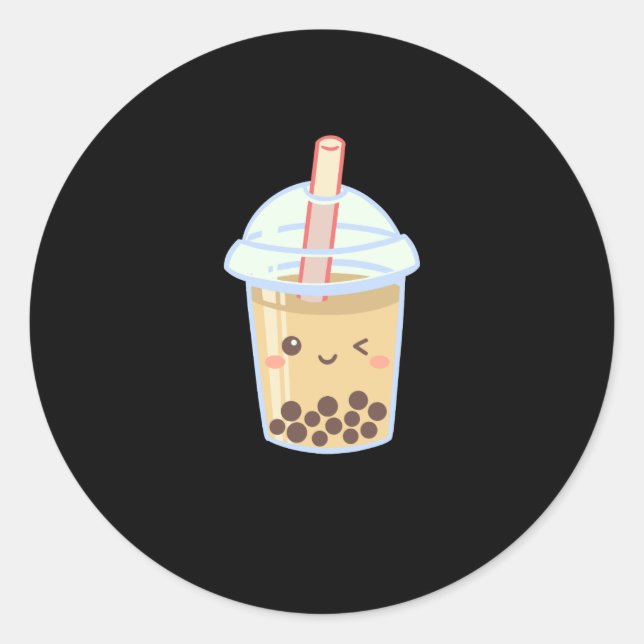 Bubble Milk Tea Boba Cute Classic Round Sticker (Front)