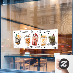 Bubble Milk Tea Boba Pearl Milk Yummy Drinks Window Cling