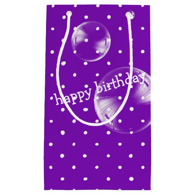 bubble on purple polka dot small gift bag (Front)