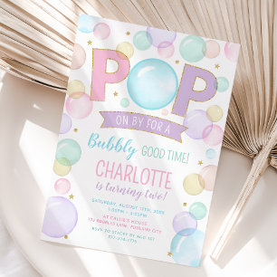 Bubble Party Birthday Invitation, Pop Party Girl Invitation