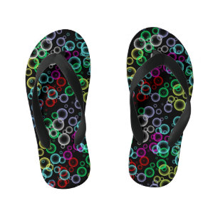 bubble pattern 02.b Black BG Kid's Flip Flops