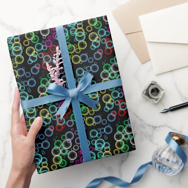 bubble pattern 02.b Black BG Wrapping Paper (Gifting)