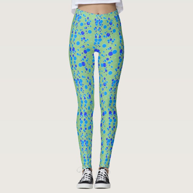 Bubble pattern C01.blue LGreen BG Leggings (Front)