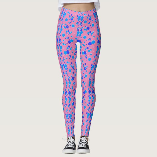 Bubble pattern C01.blue Pink BG Leggings (Front)
