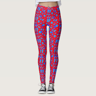 Bubble pattern C01.blue Red BG Leggings