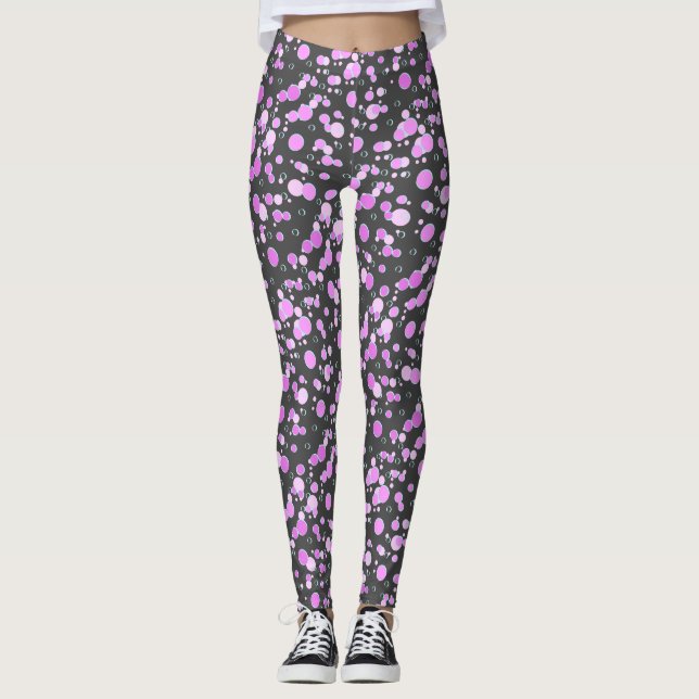 Bubble pattern C02 pink DGrey BG Leggings (Front)