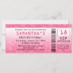 Bubble Pink Ticket Customisable Birthday Invitation<br><div class="desc">Ticket Invitations for 18th birthday or any year,  for her. bubble gum pink ticket with decorative bokeh circles,  barcode and stub,  looks like a real faux concert ticket!. customise with your party info.  Makes a great,  unique invite for any occasion</div>