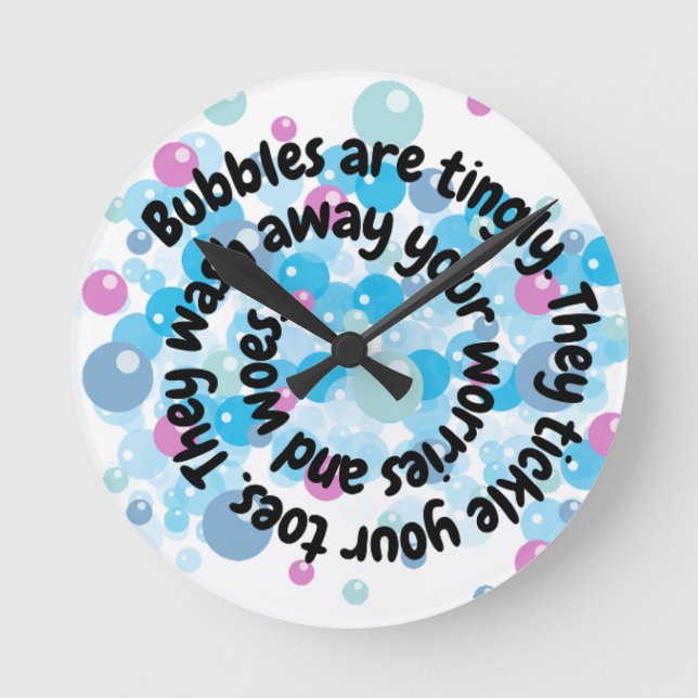 Bubble Poem Wall Clock For Bathroom Or Kids' Room (Front)