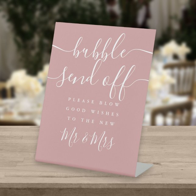 Bubble Send Off Dusty Rose Pink Pedestal Sign (Creator Uploaded)