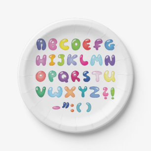 Bubble Shaped Alphabet Paper Plate