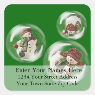 Bubble Snowmen Pick Your Background Address Label