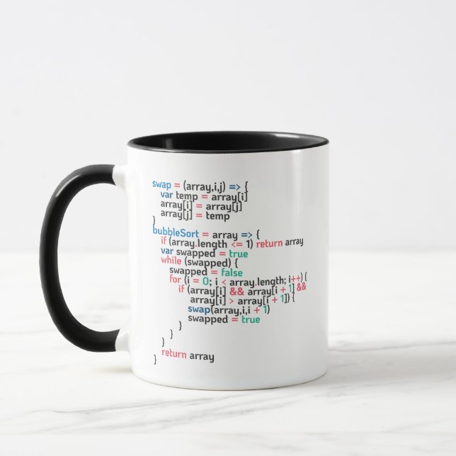 Bubble Sort Computer Programming Code Snippet Mug (Left)