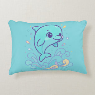 Bubble Splash Dolphin Cute Ocean Animal Custom Decorative Cushion