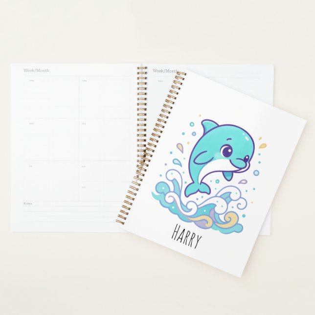 Bubble Splash Dolphin Cute Ocean Animal Custom Planner (Display)