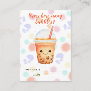 Bubble Tea Baby shower Guess how many bubbles Enclosure Card