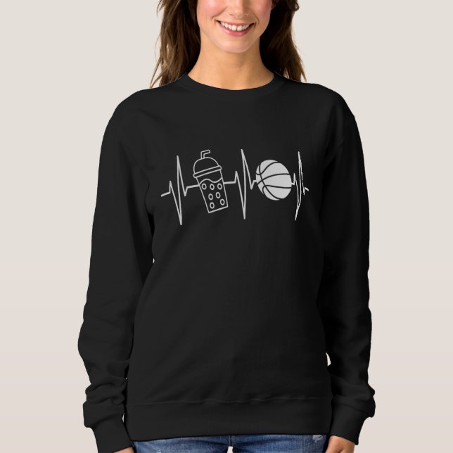 Bubble Tea     Basketball   Heartbeat Boba Tea Sweatshirt (Front)
