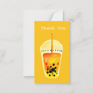 Bubble tea boba watercolor art card