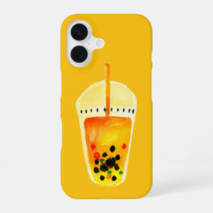 Bubble tea boba watercolor art iPhone 16 case