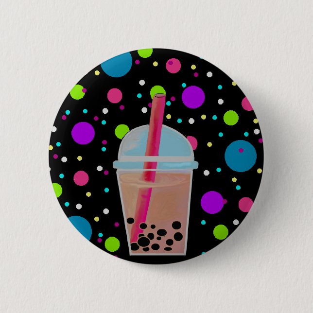 Bubble Tea - Bubble Background 6 Cm Round Badge (Front)