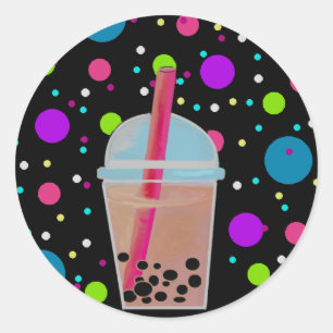 Bubble Tea - Bubble Background Classic Round Sticker