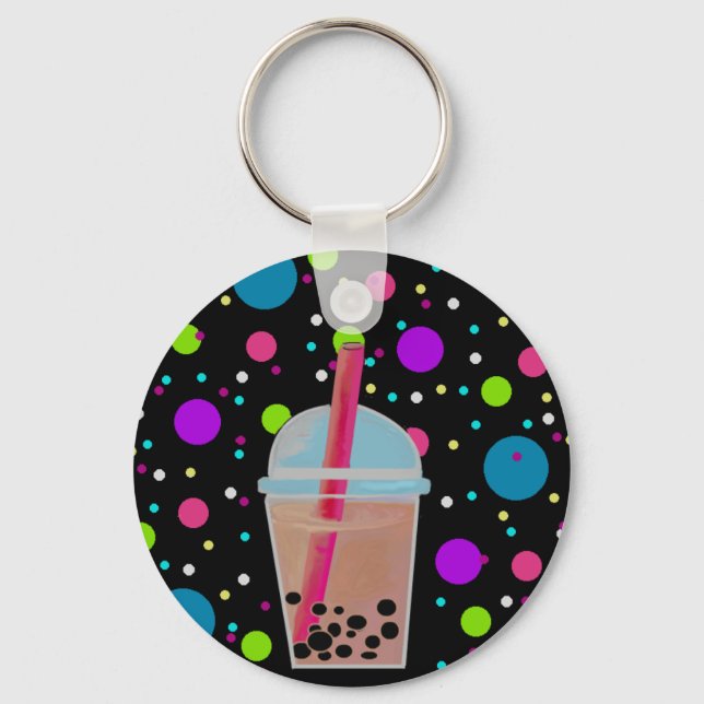 Bubble Tea - Bubble Background Key Ring (Front)