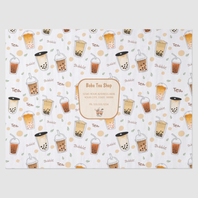 Bubble Tea Business Personalised white  Tissue Paper (Front)