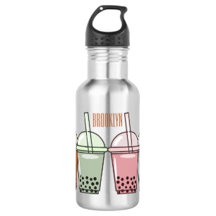 Bubble tea cartoon illustration 532 ml water bottle