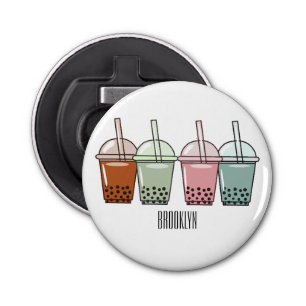 Bubble tea cartoon illustration bottle opener