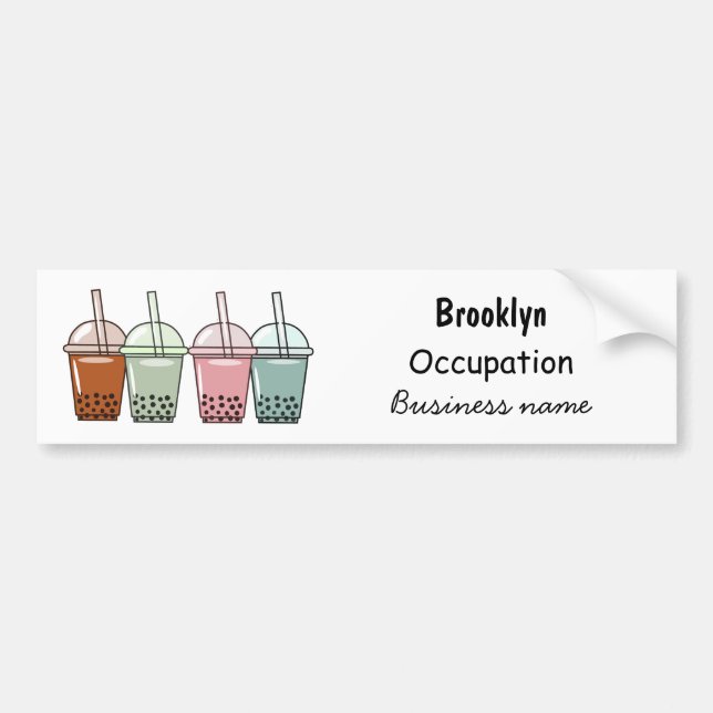 Bubble tea cartoon illustration bumper sticker (Front)